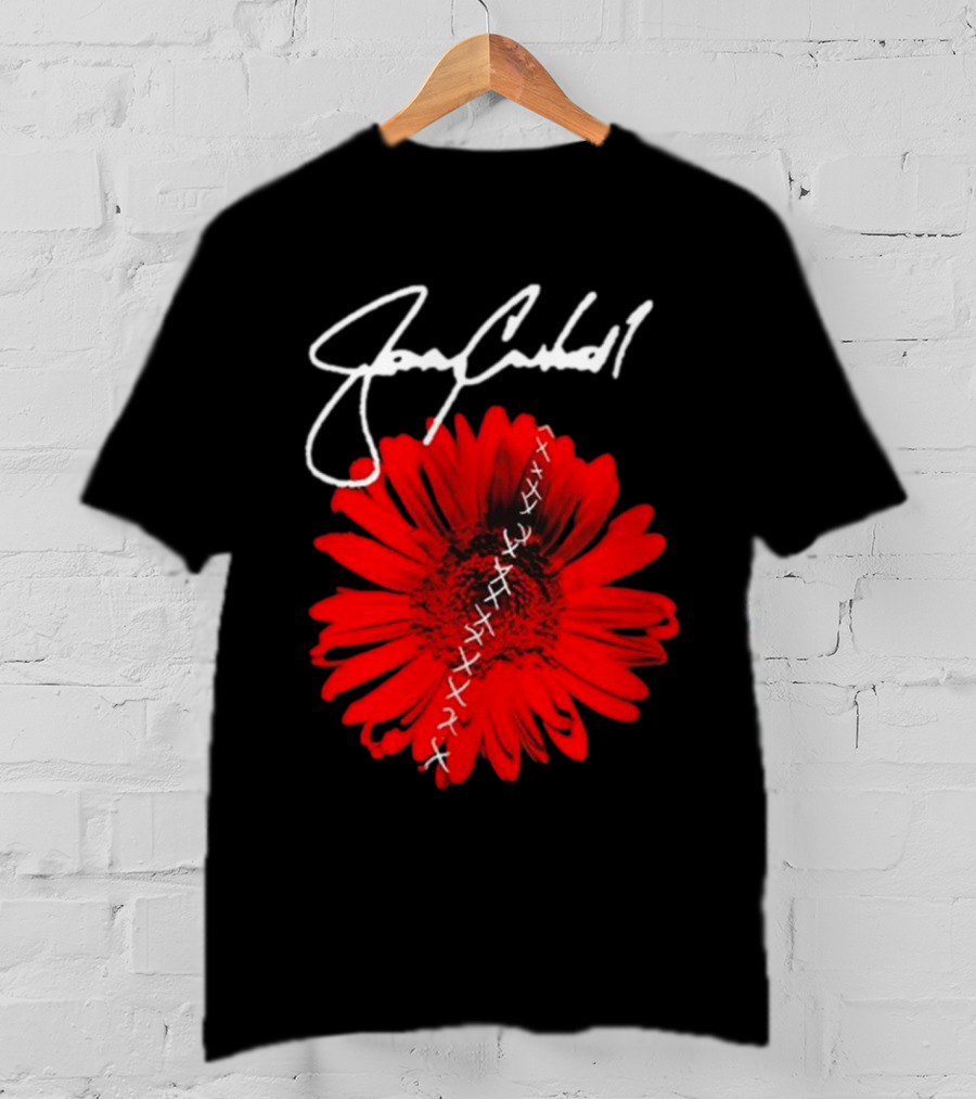 Jerry Cantrell Red Flower With Signature And Cross Stitch T-Shirt