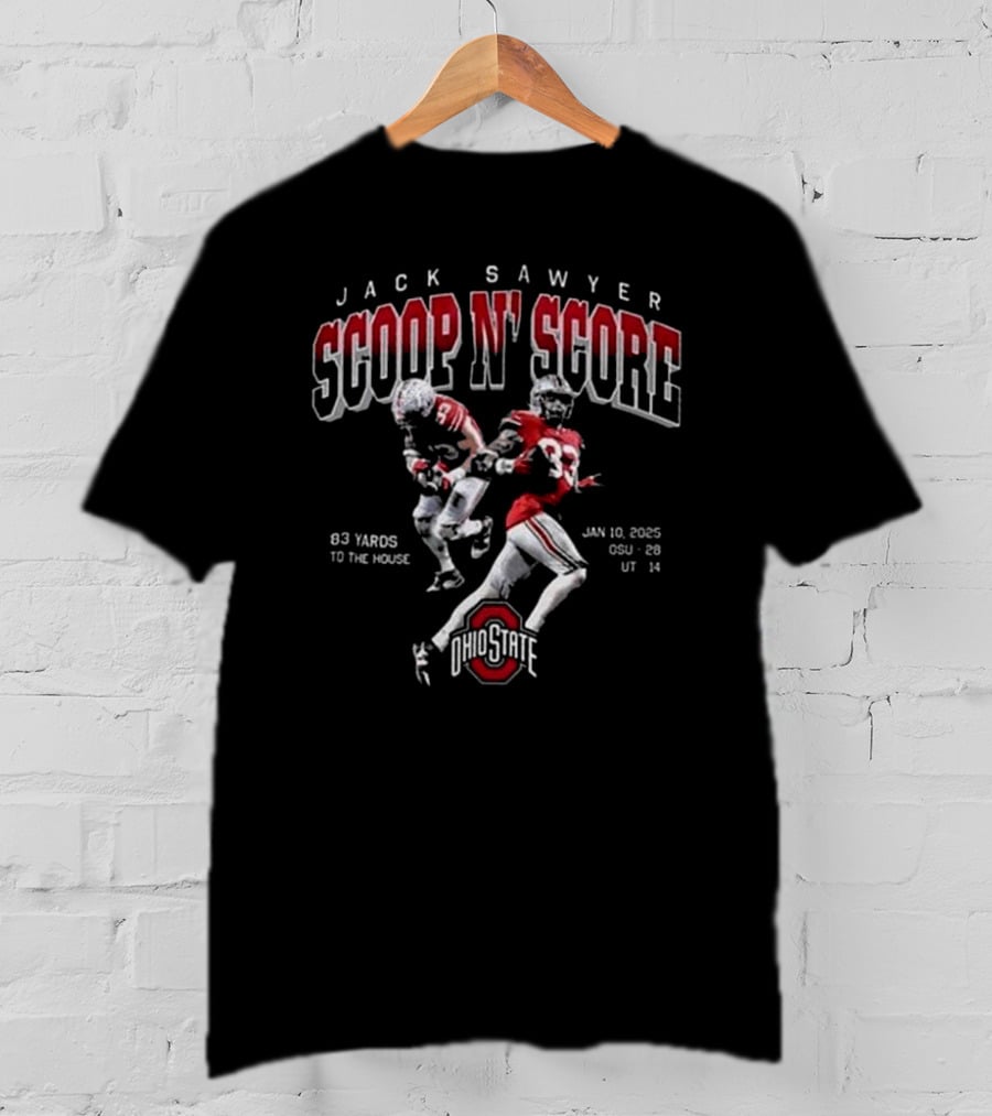 Jack Sawyer Scoop N' Score 83 Yards Ohio State Buckeyes January 10 2025 T-Shirt