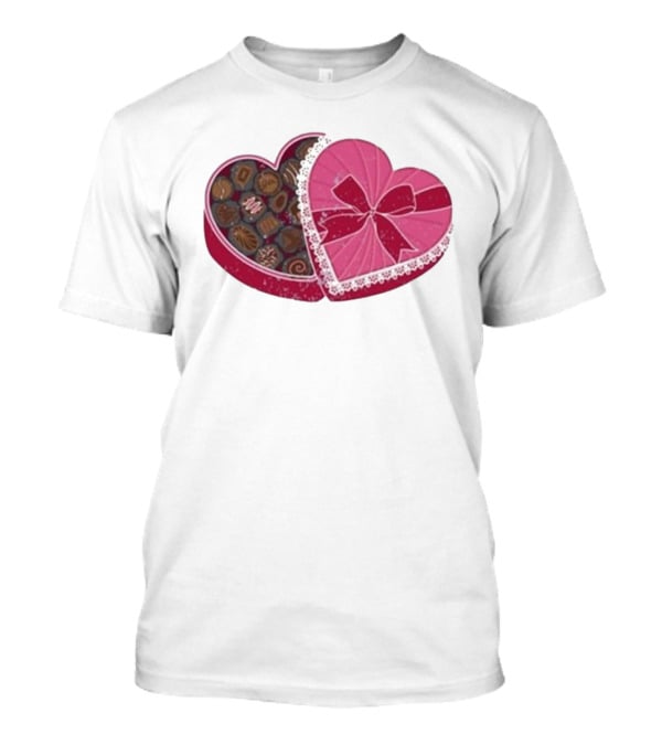 Mallory Ervin Heart Shaped Box Of Chocolates With Pink Ribbon Lace T-Shirt