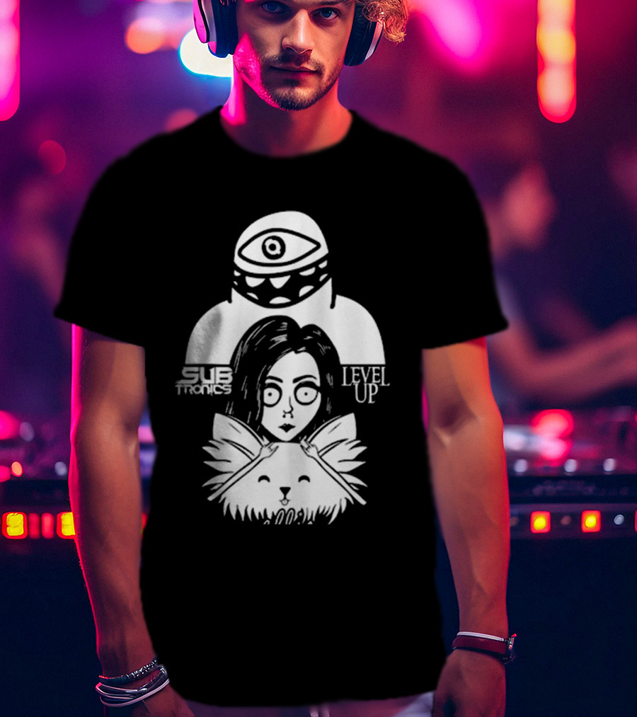 Subtronics Level Up Ellie Art Featuring Eye And Cat Motif T-Shirt
