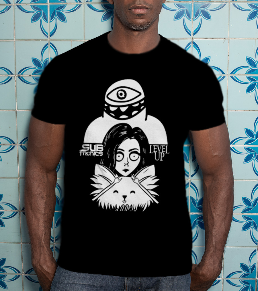 Subtronics Level Up Ellie Art Featuring Eye And Cat Motif T-Shirt