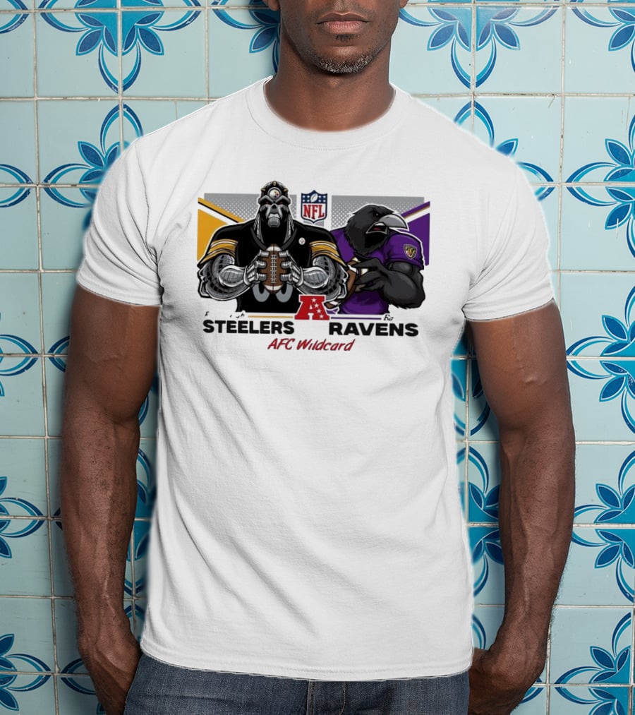 Steelers Ravens NFL AFC Wildcard Matchup Mascots Football Showdown T-Shirt