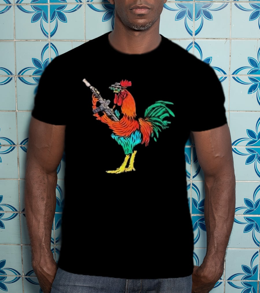 Black Rifle Coffee Tacticock Colorful Armed Rooster T-Shirt