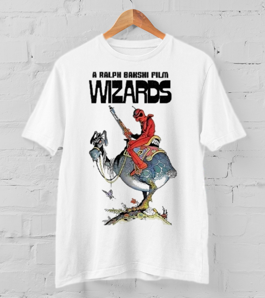 A Ralph Bakshi Film Wizards Fantasy Creature Rider With Staff And Helmet T-Shirt