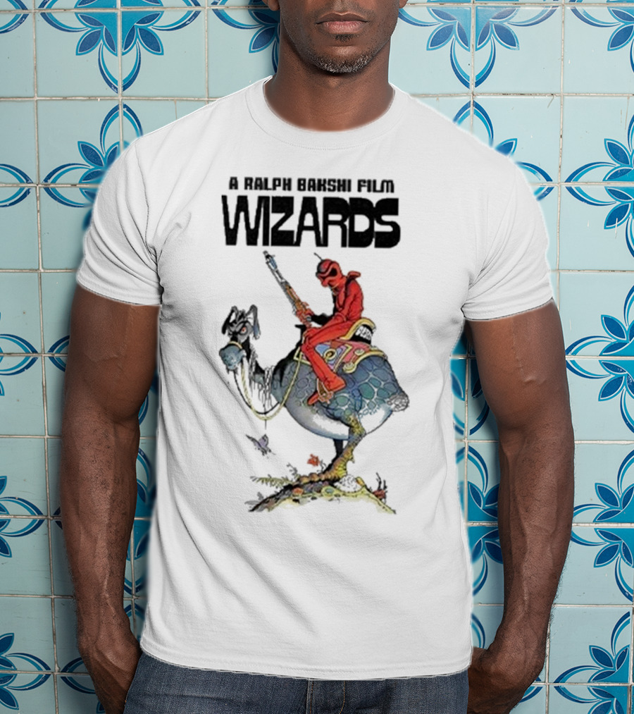 A Ralph Bakshi Film Wizards Fantasy Creature Rider With Staff And Helmet T-Shirt