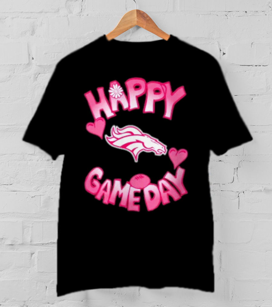 Valentine’s Day Happy Gameday Denver Broncos 2025 Football Hearts T-Shirt