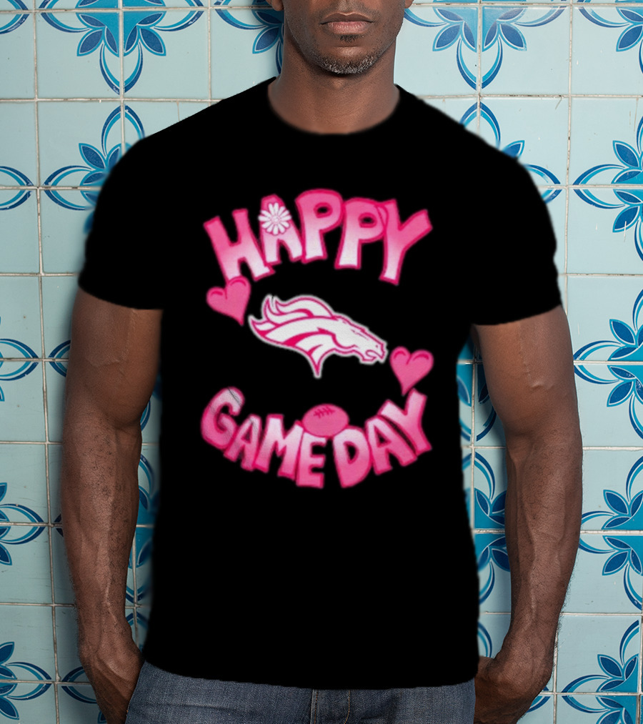 Valentine’s Day Happy Gameday Denver Broncos 2025 Football Hearts T-Shirt