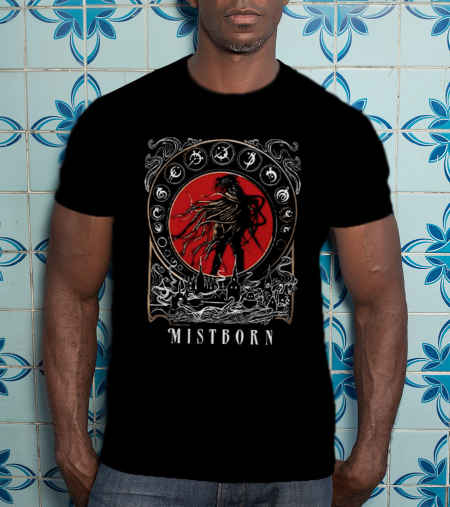 Brandon Sanderson Mistborn Gothic Fantasy Artwork With Red Circle And Symbols T-Shirt