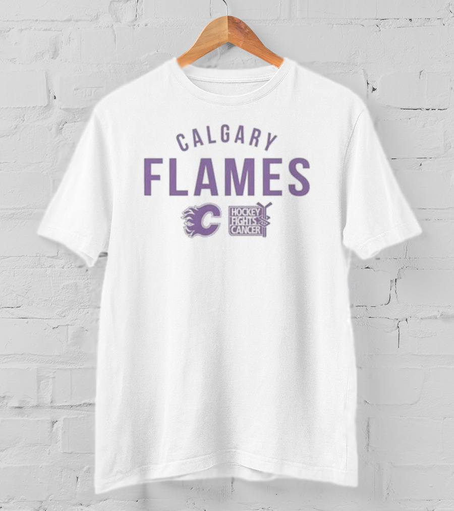 Calgary Flames Levelwear Women's Hockey Fights Cancer Maddox Resilient Purple T-Shirt