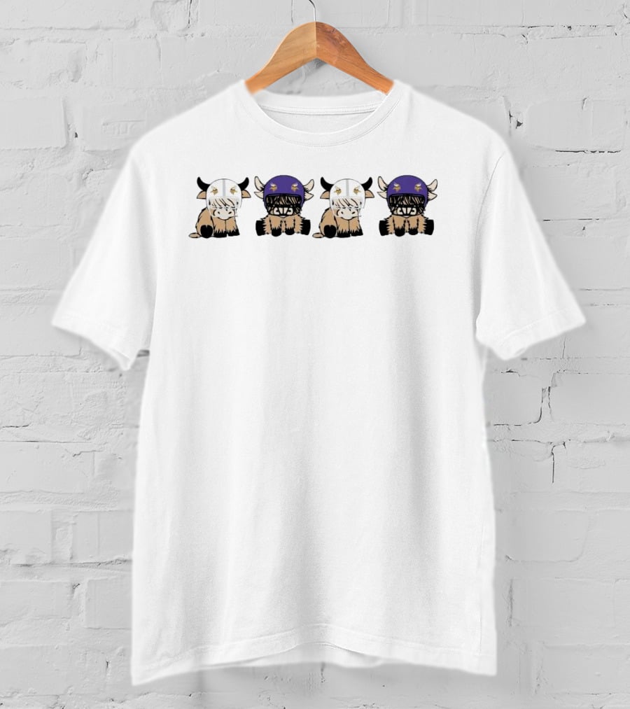Minnesota Vikings Highland Cow Helmet T-Shirt