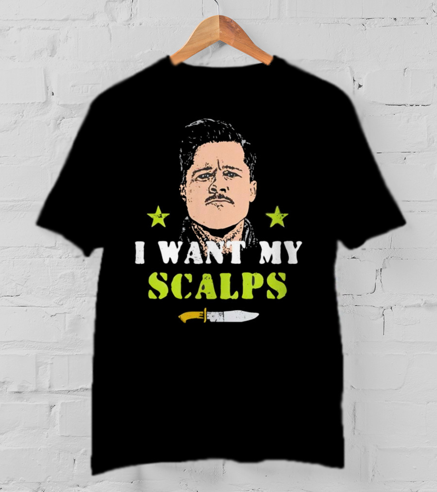 Aldo Raine I Want My Scalps Knife Stars T-Shirt