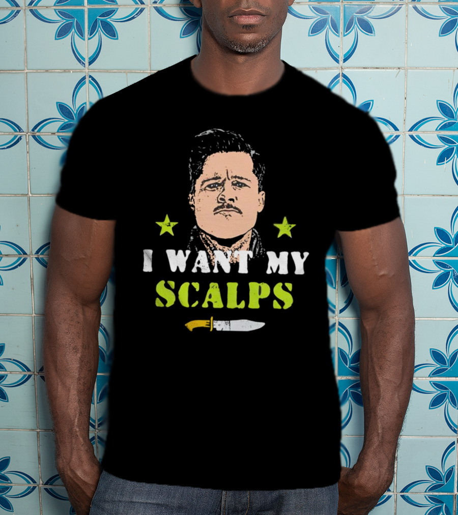 Aldo Raine I Want My Scalps Knife Stars T-Shirt