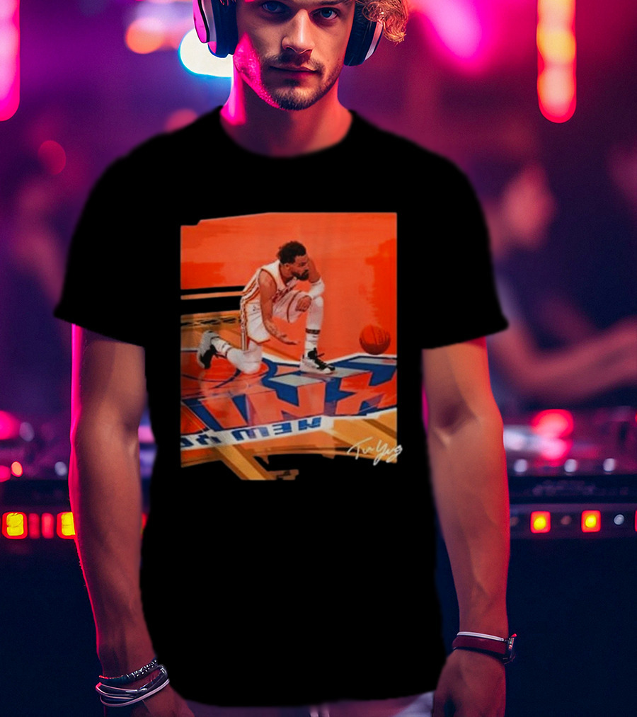Atlanta Hawks Trae Young Kneeling Basketball New York Signature T-Shirt