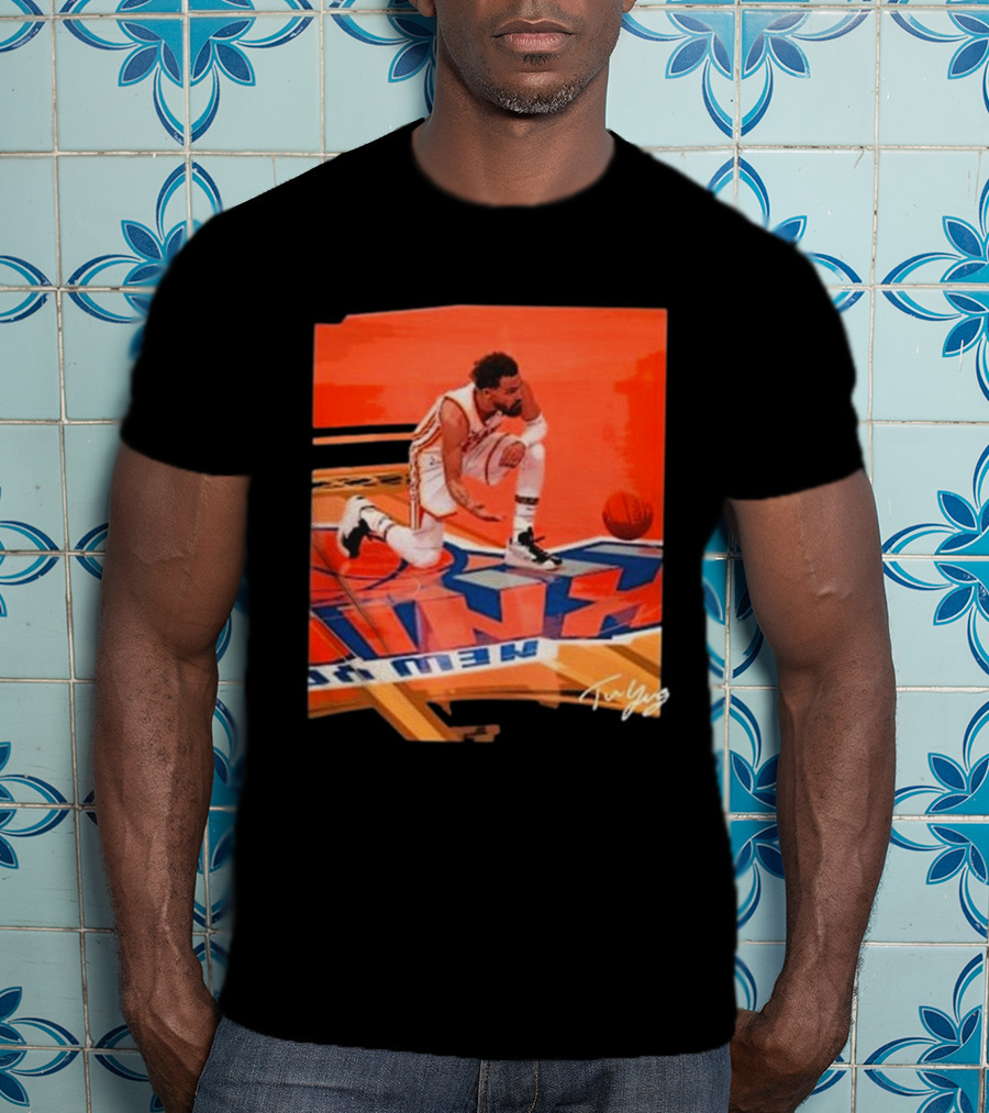 Atlanta Hawks Trae Young Kneeling Basketball New York Signature T-Shirt