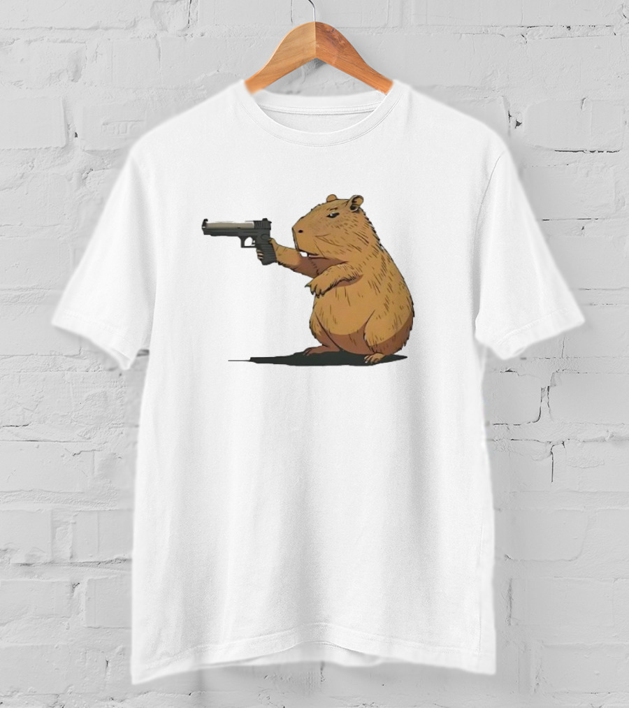 Capybara Holding A Gun In A Humorous Pose T-Shirt