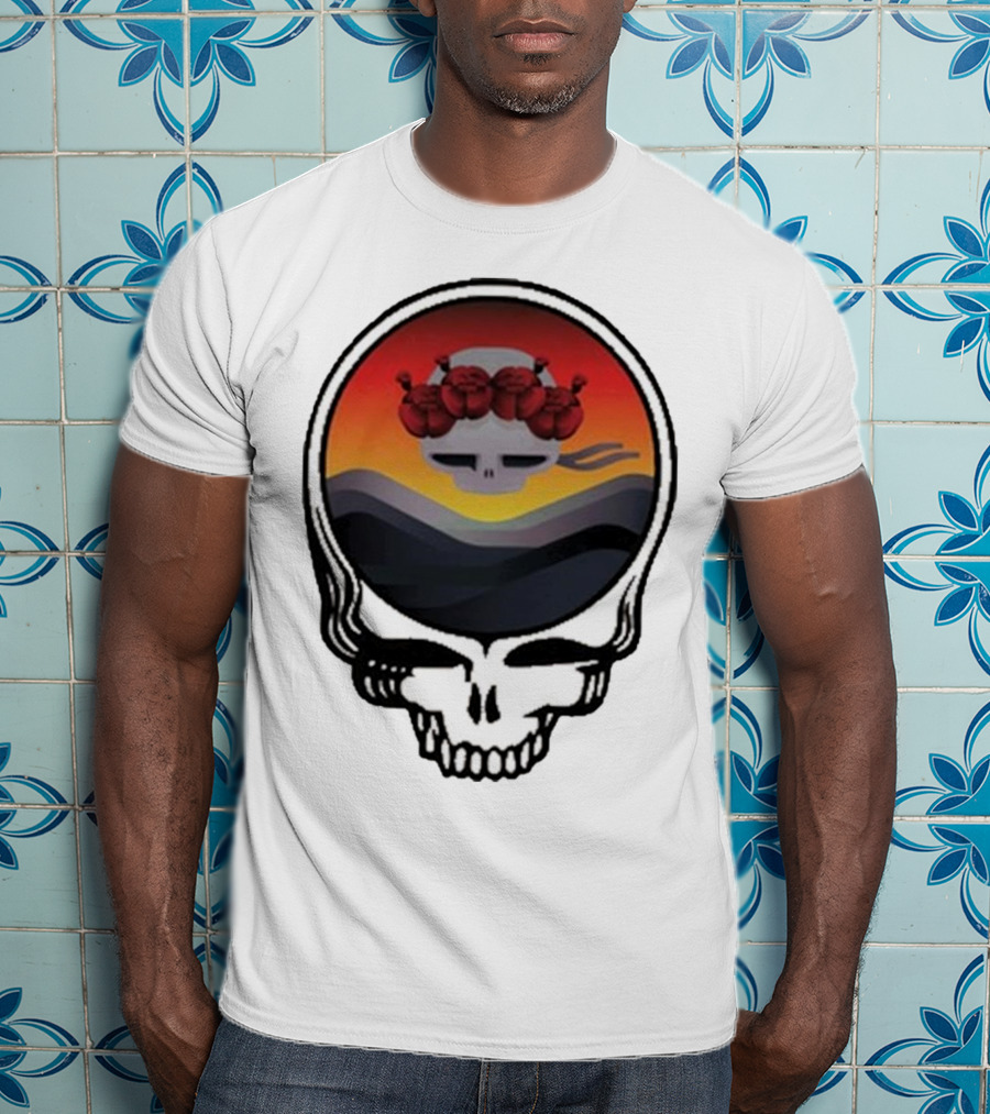 Grateful Dead The Ridge Skull Sunset With Roses T-Shirt