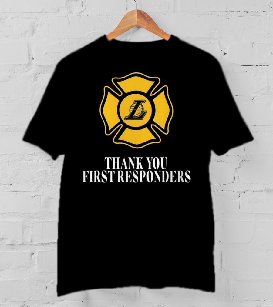 Los Angeles Lakers Thank You First Responders Firefighter Emblem T-Shirt