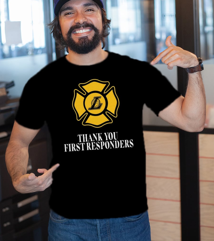 Los Angeles Lakers Thank You First Responders Firefighter Emblem T-Shirt