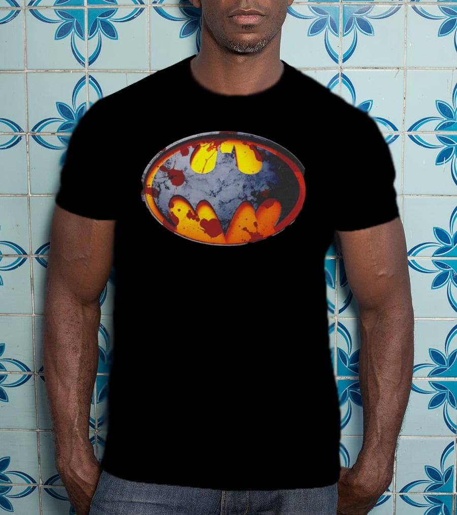 Batman Symbol With Grunge And Blood Splatter Effects T-Shirt