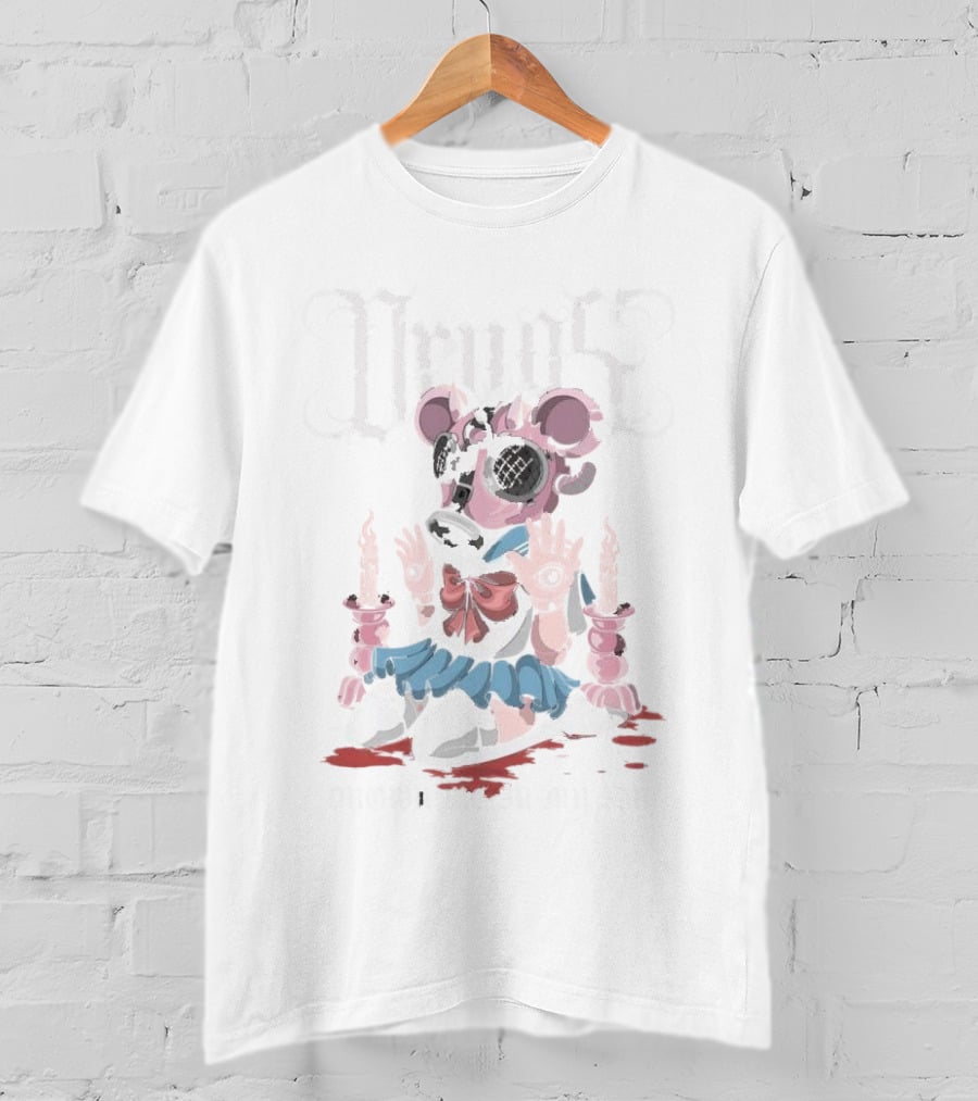 Drown Me In My Sin Untilgodshows Gothic Anime Style Creepy Doll With Gas Mask And Candles T-Shirt