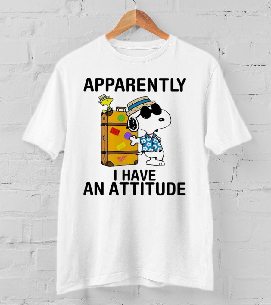 Apparently I Have An Attitude Snoopy With Woodstock And Suitcase T-Shirt