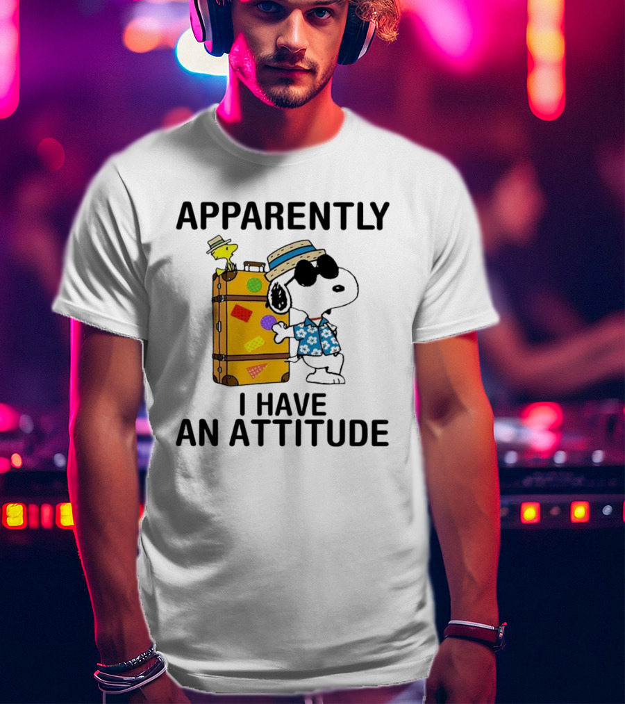 Apparently I Have An Attitude Snoopy With Woodstock And Suitcase T-Shirt