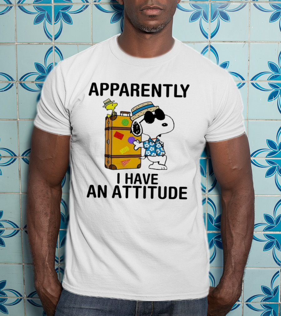 Apparently I Have An Attitude Snoopy With Woodstock And Suitcase T-Shirt