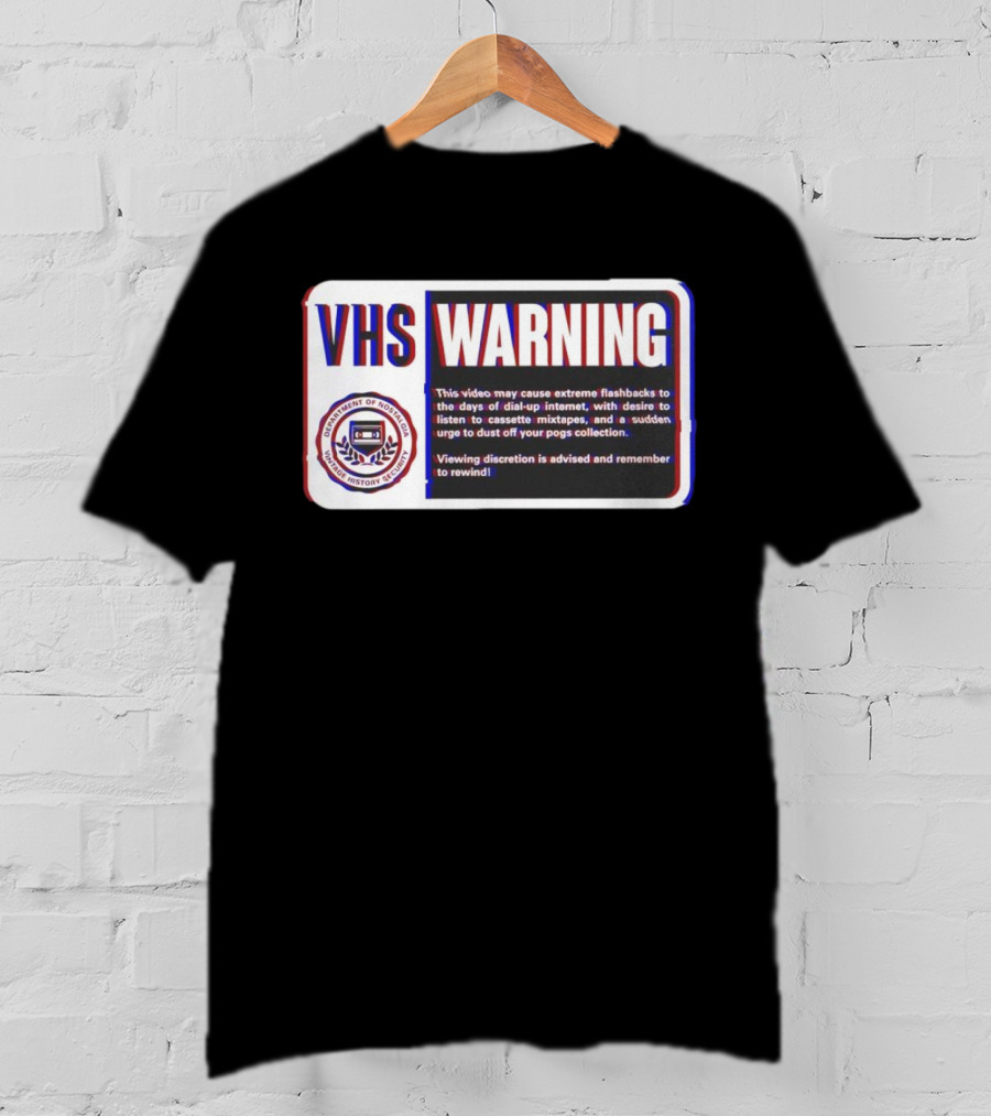 VHS Warning Retro Flashbacks Dial-up Internet Cassette Mixtapes Pogs Collection T-Shirt