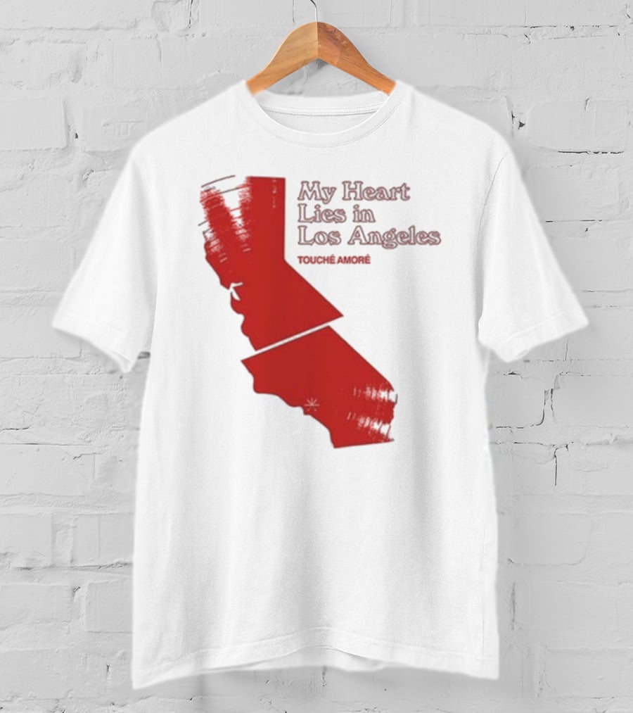 Touché Amoré My Heart Lies In Los Angeles California Map Red T-Shirt