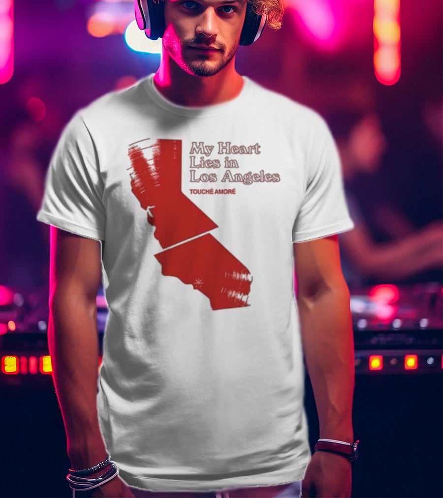 Touché Amoré My Heart Lies In Los Angeles California Map Red T-Shirt