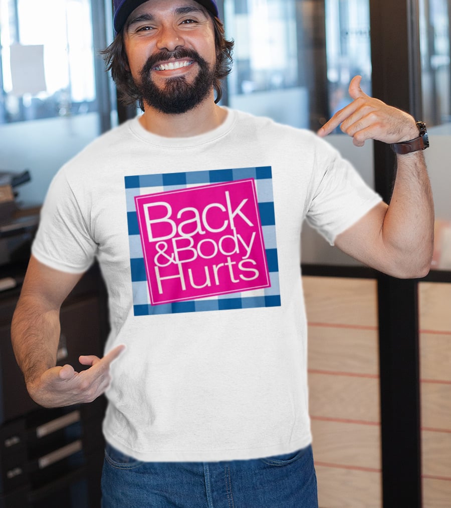 Back And Body Hurts Blue Checkered Square T-Shirt