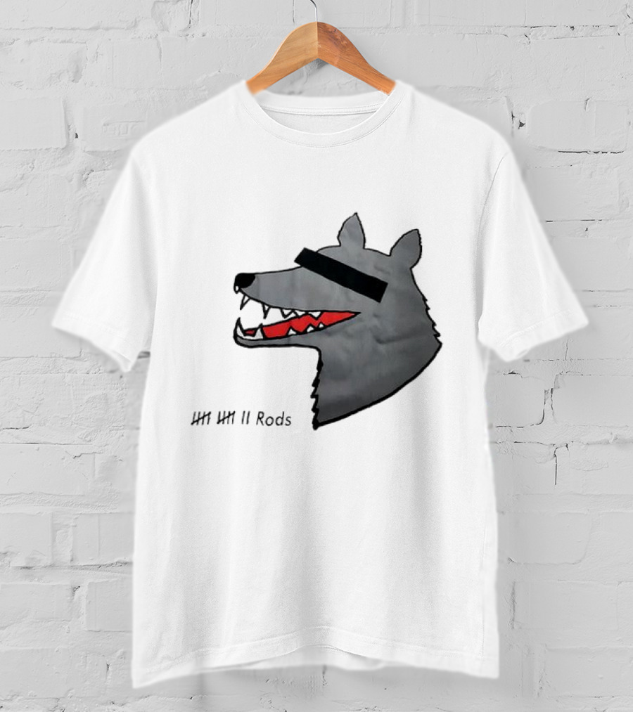 12 Rods Lost Time Wolf Head With Red And Black Accents T-Shirt
