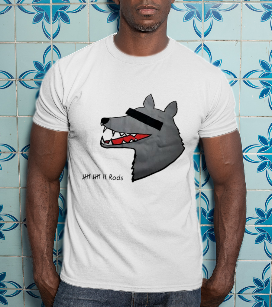 12 Rods Lost Time Wolf Head With Red And Black Accents T-Shirt