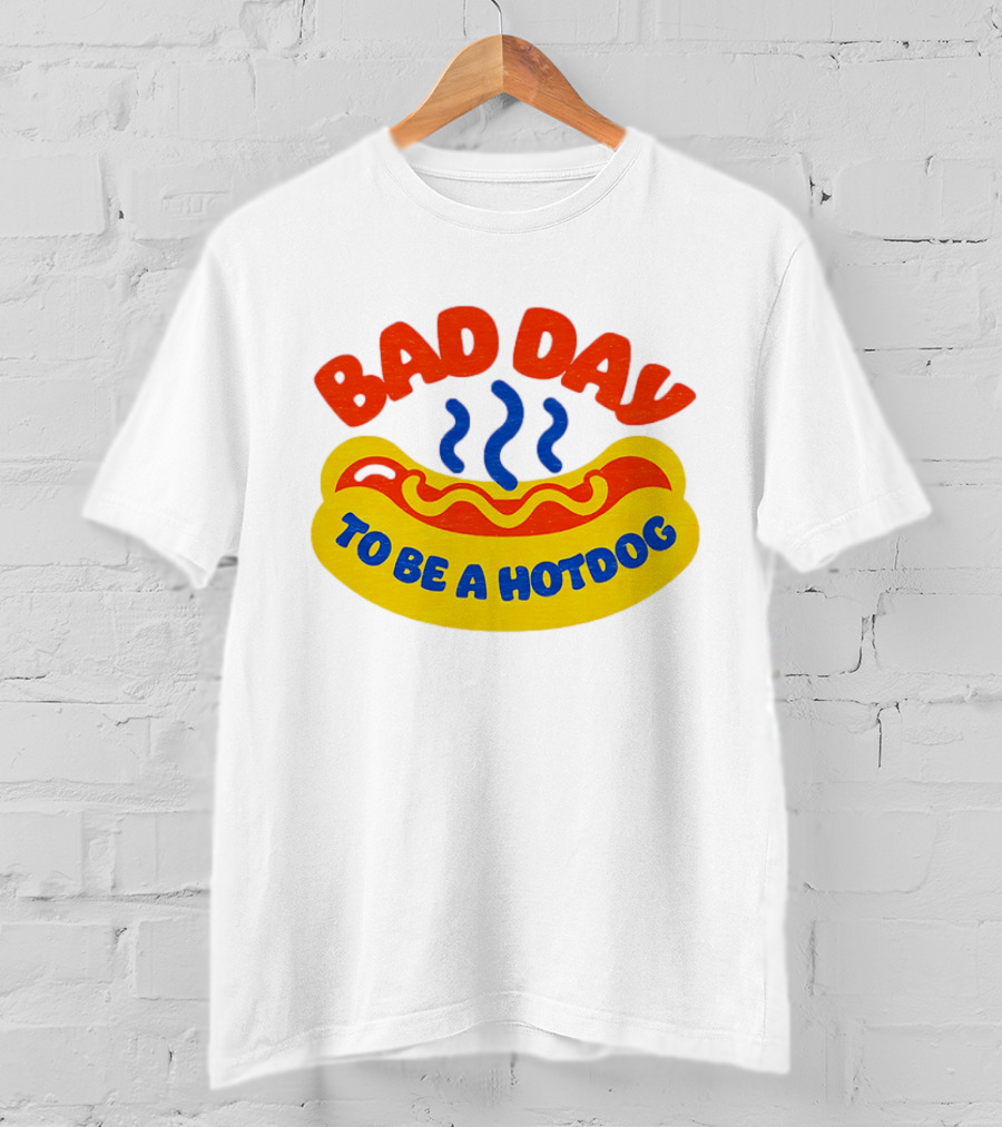 Bad Day To Be A Hotdog With Steaming Hotdog Graphic T-Shirt
