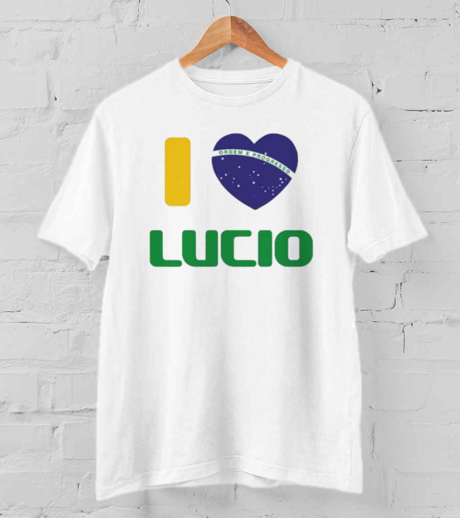 I Love Ordem E Progresso Lucio Brazil Heart Flag Style T-Shirt