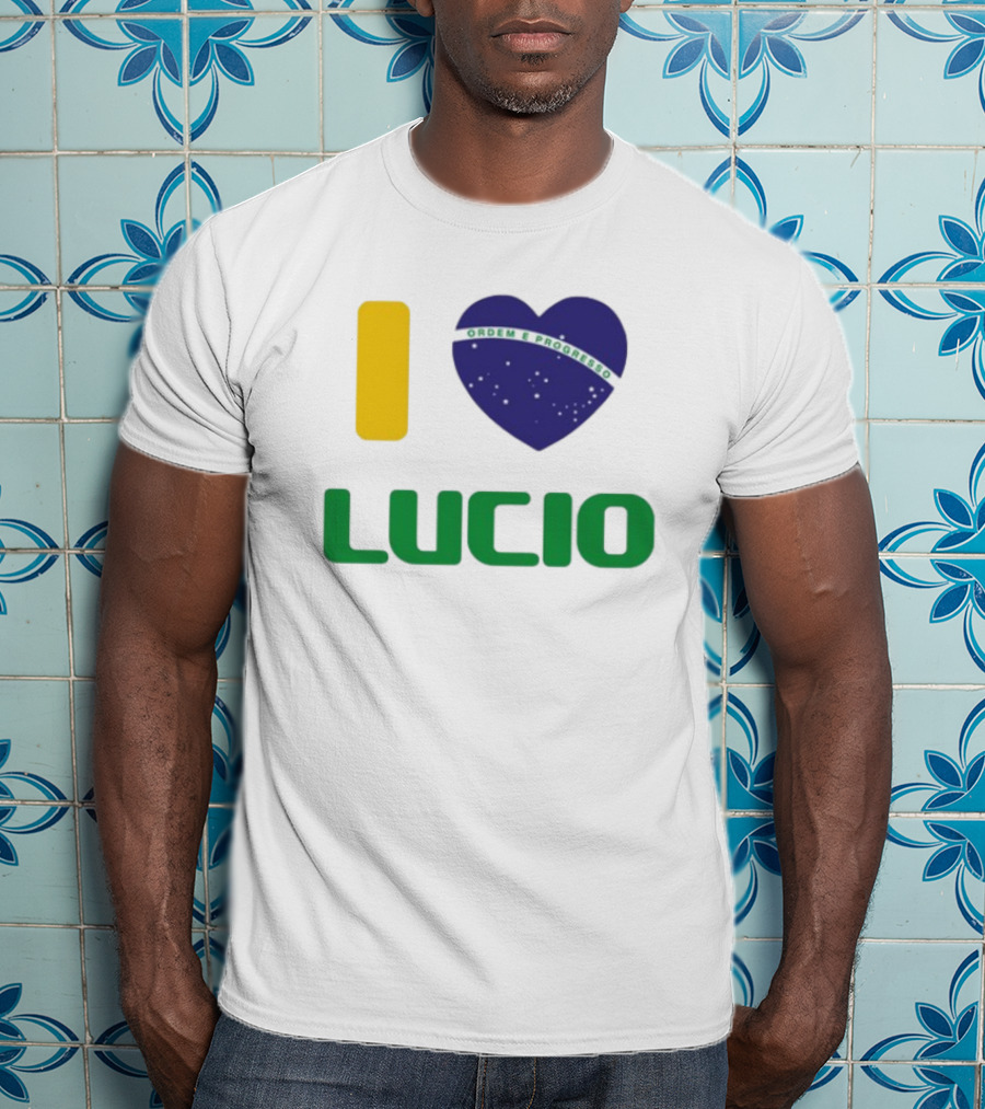 I Love Ordem E Progresso Lucio Brazil Heart Flag Style T-Shirt