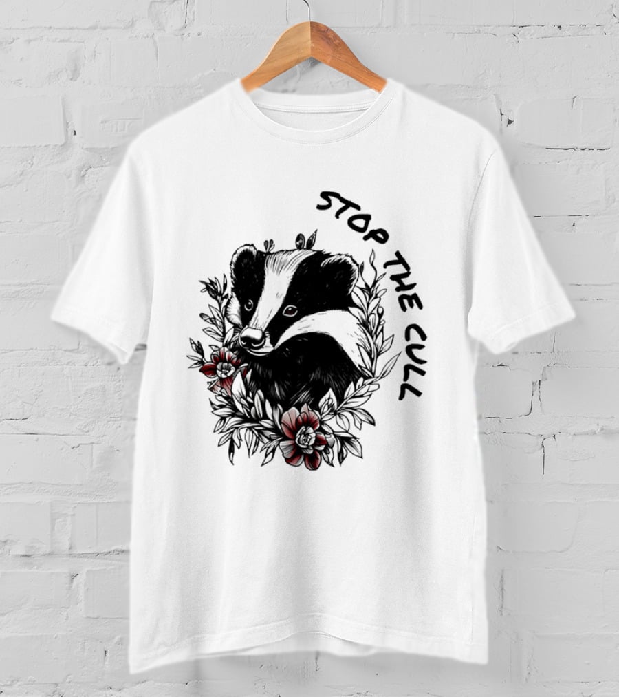 Badger Stop The Cull Floral Design T-Shirt