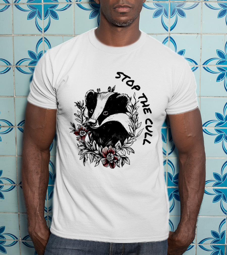 Badger Stop The Cull Floral Design T-Shirt