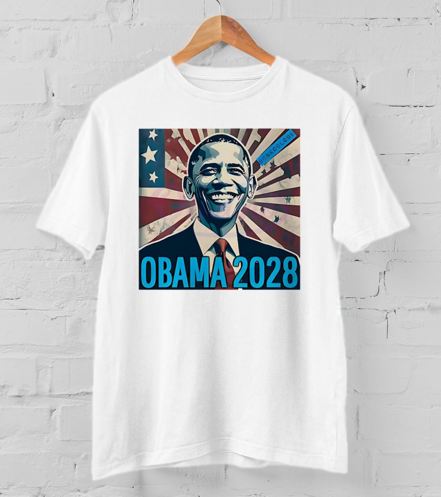 Obama 2028 American Flag Donkoolook T-Shirt