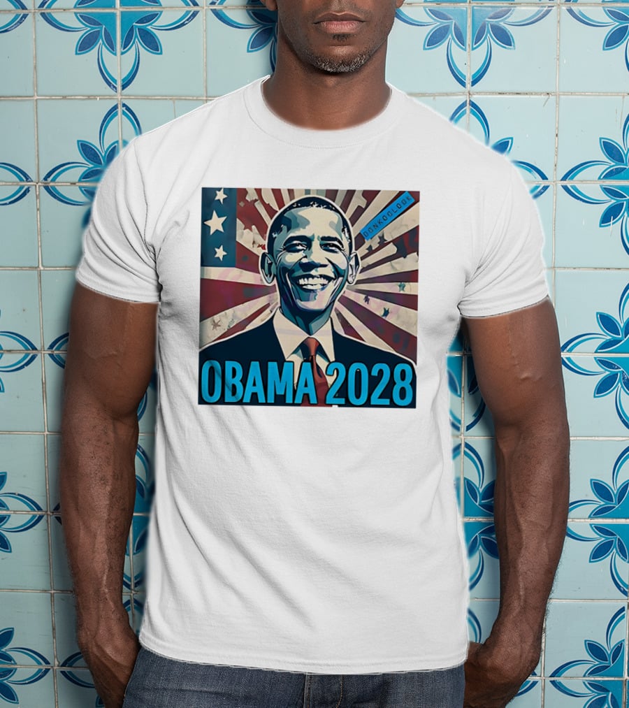Obama 2028 American Flag Donkoolook T-Shirt