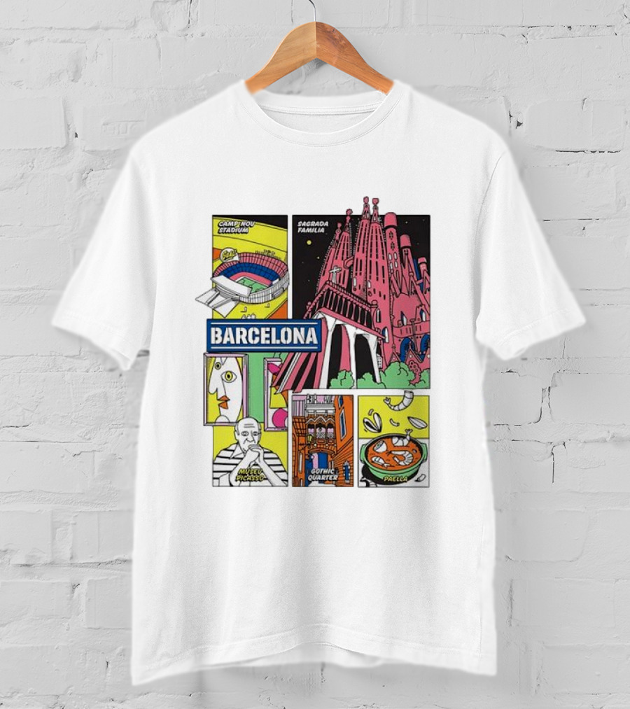 Barcelona Sagrada Familia Camp Nou Museu Picasso Gothic Quarter Paella T-Shirt