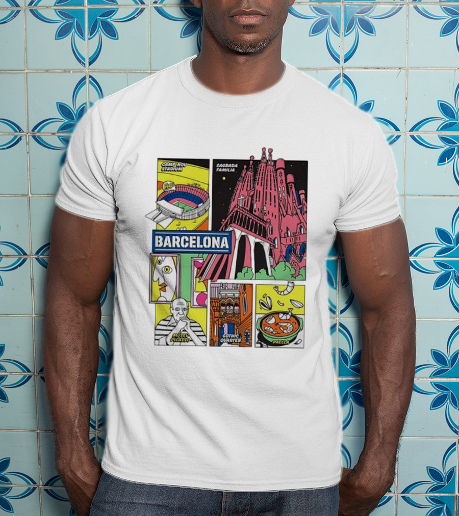 Barcelona Sagrada Familia Camp Nou Museu Picasso Gothic Quarter Paella T-Shirt