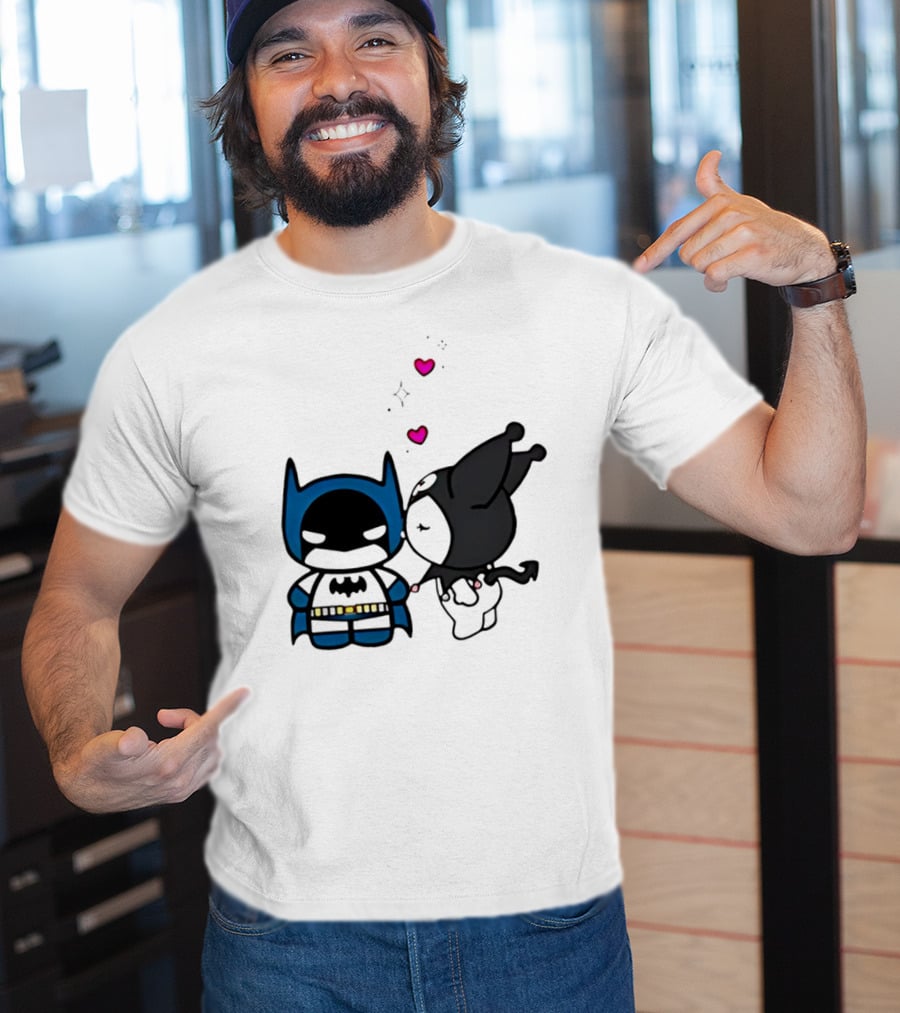 Batman Kuromi Kiss Cartoon With Hearts T-Shirt