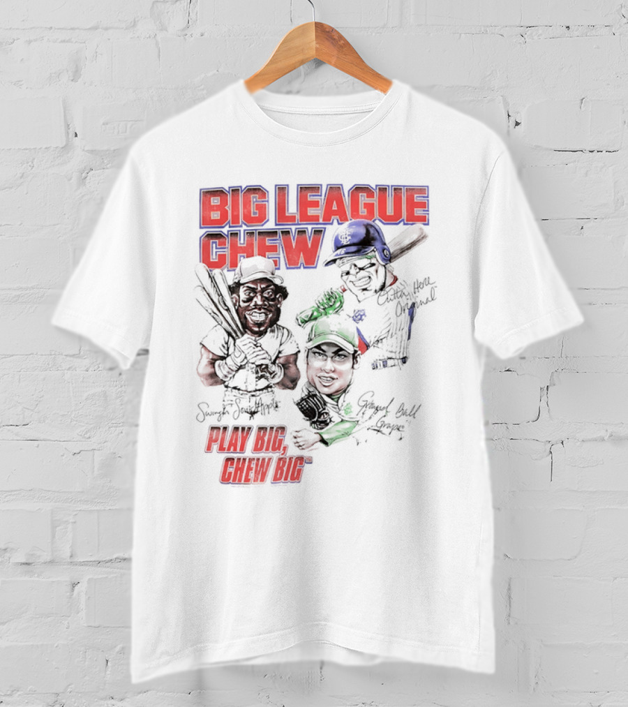 Big League Chew Play Big Chew Big Baseball Caricature T-Shirt