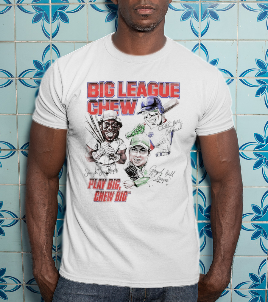 Big League Chew Play Big Chew Big Baseball Caricature T-Shirt