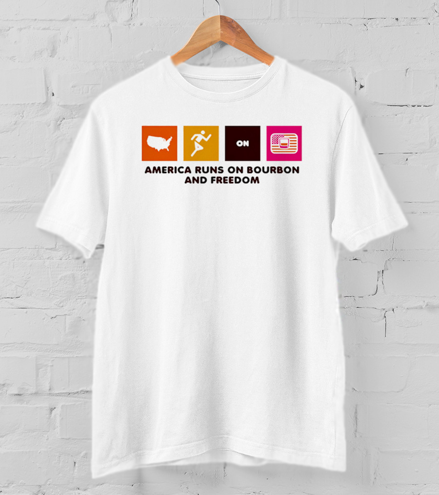 America Runs On Bourbon And Freedom Map Runner Flag T-Shirt
