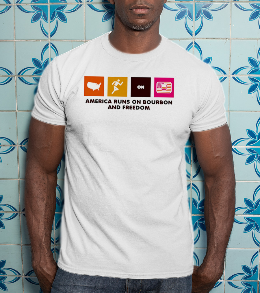 America Runs On Bourbon And Freedom Map Runner Flag T-Shirt