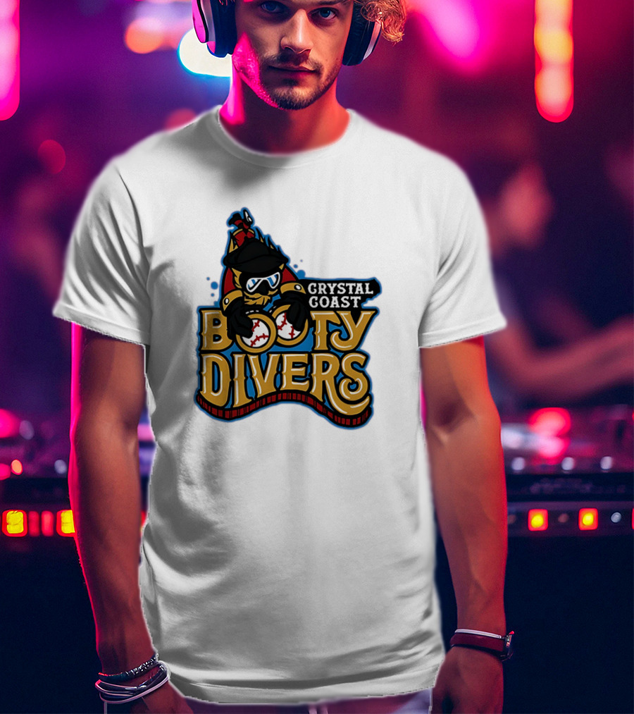 Crystal Coast Booty Divers Pirate Spyglass Emblem T-Shirt