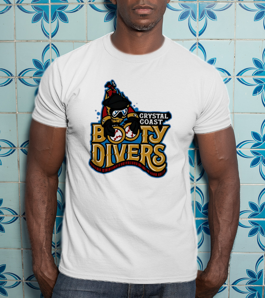 Crystal Coast Booty Divers Pirate Spyglass Emblem T-Shirt