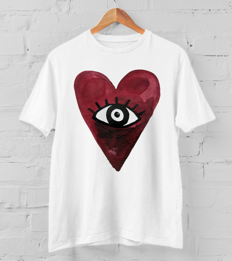 Burgundy Hearts Club Eye Retro T-Shirt